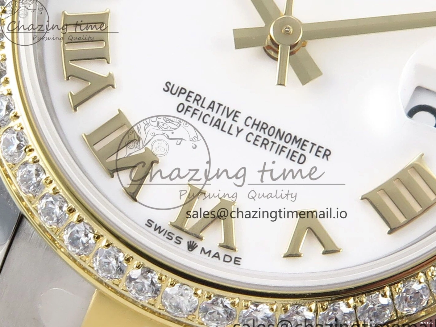 MiroTime 0317 DateJust 31 278383RBR ARF 1:1 Best Edition 904L Steel White Roman Dial Diamonds Bezel on SS YG Oyster Bracelet ETA Cozy 400